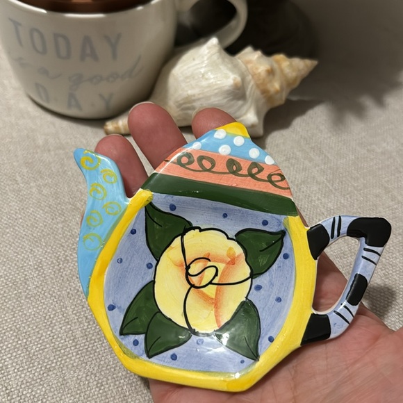Milson & Louis Hand Painted Floral Tea Pot Shaped Tea Bag/Spoon Rest-EUC - Picture 3 of 7